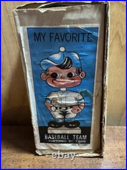 Rare Vintage 1960s Green Base NY Mets Bobblehead Bobble Head Nodder & Box. Mint