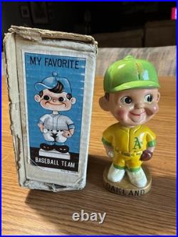 Rare Vintage 1967 Oakland Athletics Bobblehead Gold Base WithBox Great Condition