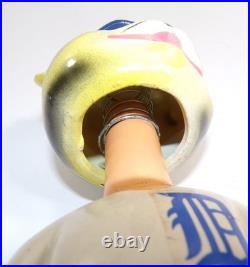 Rare Vintage Bobblehead Nodder Tiger Face Blue Hat Green Base withBat