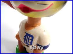 Rare Vintage Bobblehead Nodder Tiger Face Blue Hat Green Base withBat