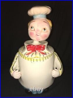 Rare Vintage Davar Bobble Head Chef Boy Cookie Biscuit Jar Pixieware Canister