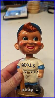 Rare Vintage Kansas City Royals 1969 Japan Bobblehead Nodder With Box Gold Base