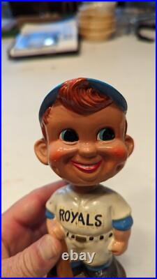 Rare Vintage Kansas City Royals 1969 Japan Bobblehead Nodder With Box Gold Base