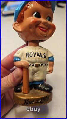 Rare Vintage Kansas City Royals 1969 Japan Bobblehead Nodder With Box Gold Base