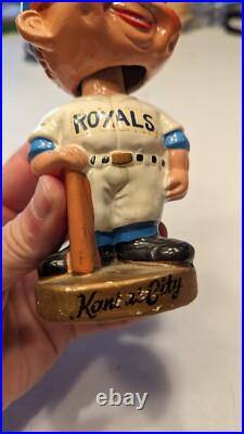 Rare Vintage Kansas City Royals 1969 Japan Bobblehead Nodder With Box Gold Base