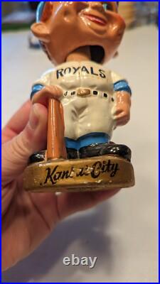 Rare Vintage Kansas City Royals 1969 Japan Bobblehead Nodder With Box Gold Base
