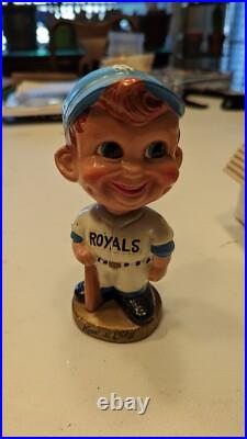 Rare Vintage Kansas City Royals 1969 Japan Bobblehead Nodder With Box Gold Base