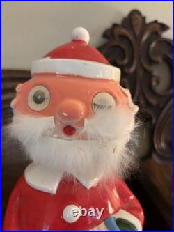 Rare Vintage Midcentury Bobble Head Santa Claus? Decanter With Googly Eyes Rare Vintage Midcentury Bobble Head Santa Claus? Decanter With Googly Eyes
