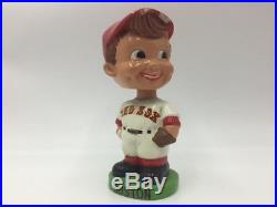 Red Sox Bobblehead Nodder Vintage 1962 Green Base Dimples Brown Hair Blue Eyes