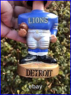Scarce Nice Orig Vintage 1960's Detroit Lions NFL Bobble Head Football Gold Base