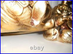 Set Of 2 Vintage Nodder Bobblehead Ardalt Gilded Gold Asian Instrument Juggler