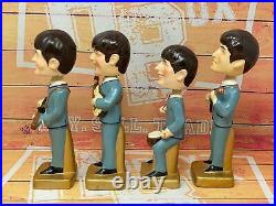 Set of 4 1964 The Beatles Car Mascots 8 Vintage Bobbleheads Original Nodders