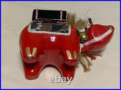 Showa Era Red Beko Bobble Head Folk Toy Kin Manryo Vintage Japanese Figurine