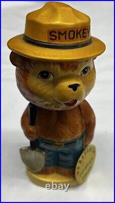 Smokey The Bear Ceramic Nodder 1960's Japan Bobblehead Vintage