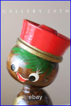 So Cute! Orig Art Painted Bobblehead Bellhop Sculpture! MID Century Vtg Wood Toy