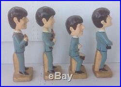 THE BEATLES 1964 Car Mascots 8 Bobble Head Noddler Dolls Vintage Set of 4 Japan