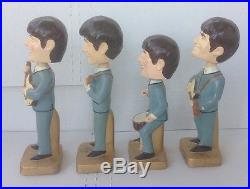 THE BEATLES 1964 Car Mascots 8 Bobble Head Noddler Dolls Vintage Set of 4 Japan