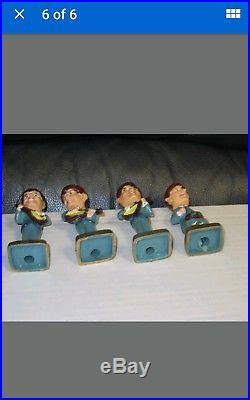 THE BEATLES Vintage Cake Topper Decorations Set of 4 Bobbleheads Nodders dolls