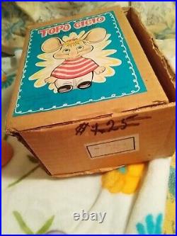 TOPO GIGIO Vintage Bobbing head doll+box Ed Sullivan Mascot MOUSE RARE NODDER