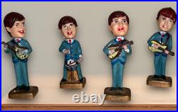 The Beatles Cake Topper 4 Bobble Heads John, Paul, George, Ringo Vintage