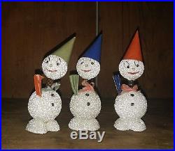 Three Christmas Antique Vintage German Bobble Head Snowmen Nodders LOOK