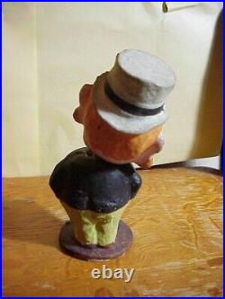 VERY RARE Cartoon Man with Cigar PAPER MACHE BOBBLEHEAD NODDER Signed GERMANY