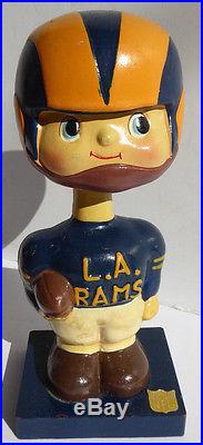 VINTAGE 1960'S L. A. RAMS NFL FOOTBALL BOBBLE HEAD NODDER SQUARE BASE Japan BEST