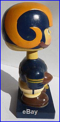 VINTAGE 1960'S L. A. RAMS NFL FOOTBALL BOBBLE HEAD NODDER SQUARE BASE Japan BEST