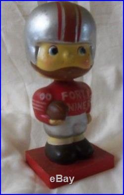 VINTAGE 1960'S NFL 49ers FORTY NINERS BOBBLE HEAD NODDER Doll WOODEN Base
