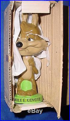 Vintage 1960's Warner Bros. Wile E Coyote Bobblehead Nodder Box Minty 1 Owner