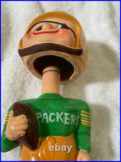 VINTAGE 1960s AFL NFL GREEN BAY PACKERS TOES UP BOBBLEHEAD NODDER BOBBLE HEAD