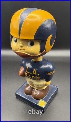 VINTAGE 1960s Los Angeles Rams Square Base NODDER BOBBLEHEAD Good Condition
