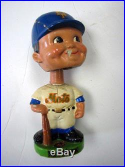 Vintage 1962 New York Mets, Bobble Head, Green Base, 6 1/2 Tall, Some Damage