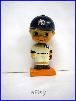 Vintage 1962 New York Yankees, Bobble Head, Orange Base, 6 1/2 Tall Some Damage