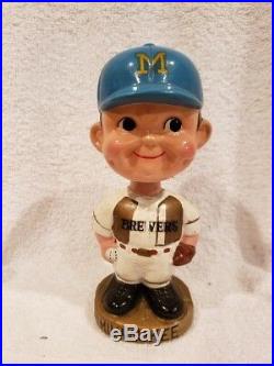 VINTAGE 1970's Milwaukee Brewers Gold Round Base Bobblehead Doll, VERY NICE VINTAGE 1970's Milwaukee Brewers Gold Round Base Bobblehead Doll, VERY NICE