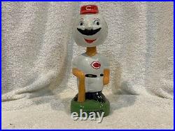 VINTAGE 1980's Cincinnati Reds Mr. Redlegs Ceramic Bobblehead Doll, NICE