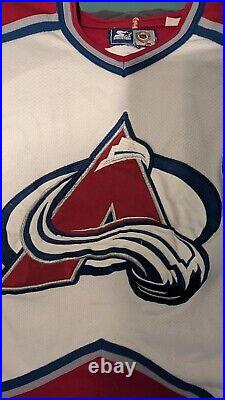 VINTAGE 1990's NHL JOE SAKIC COLORADO AVALANCHE ALL SEWN STARTER JERSEY