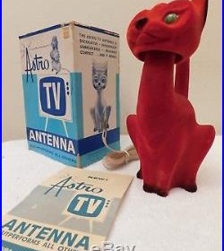 VINTAGE 50s RADIO TELEVISION ANTIQUE OLD BOBBLE HEAD CAT TV ANTENNA IN THE BOX