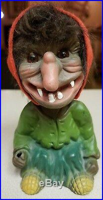VINTAGE GERMANY halloween RARE nodder bobble head antique witch gnome troll