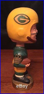 VINTAGE GREEN BAY PACKERS REAL FACE With EAR PIECES GOLD BASE RARE Bobble Head