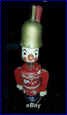 VINTAGE Wooden Toy Soldier Nodder Bobblehead Coin Bank Figure Doll From Japan