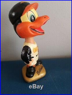 VTG 1960s Baltimore Orioles mascott bird bobbing head nodder doll gold base