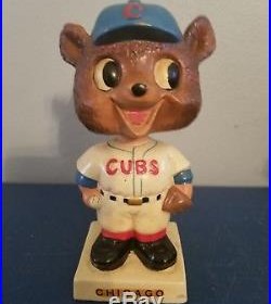 VTG 1960s CHICOGO CUBS MASCOT BOBBLE HEAD NODDER DOLL WHITE BASE JAPAN