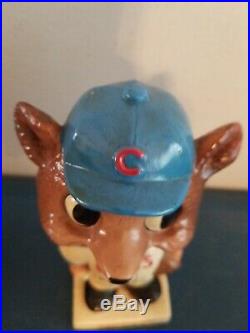 VTG 1960s Chicago cubs bear mascot bobbing head nodder doll white base