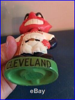 VTG 1960s Cleveland Indians mascot bobbing head nodder doll green base