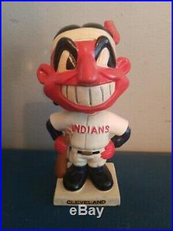 VTG 1960s Cleveland Indians mascot bobbing head nodder doll white base