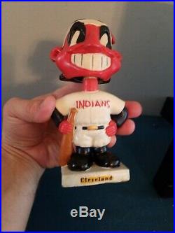VTG 1960s Cleveland Indians mascot bobbing head nodder doll white base