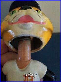 VTG 1960s Detroit tigers mascot bobbing head nodder doll green square base japan