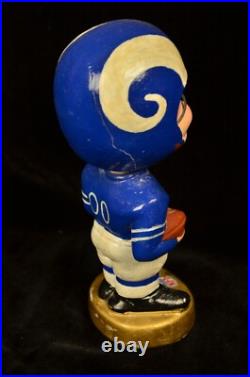 VTG 1960s Los Angeles LA Rams Bobble Head Nodder Gold Circle Base Black Shoes