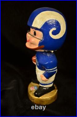 VTG 1960s Los Angeles LA Rams Bobble Head Nodder Gold Circle Base Black Shoes